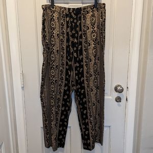 $10 SALE Anthony Richards Paisley Pants Size XL drawstring waist brown black